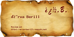 Árva Berill névjegykártya